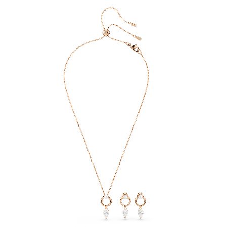 Resim Mesmera Set, Armut kesim, Yuvarlak kesim, Beyaz, Pembe altın rengi kaplama