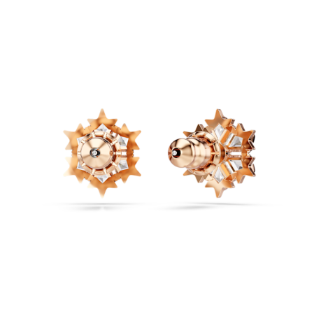 Resim Magic düğme Küpeler, Kar tanesi, Beyaz, Pembe altın rengi kaplama