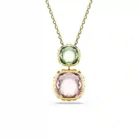 Resim Chroma Kolye, Yastık kesim, Çok renkli, Altın rengi kaplama