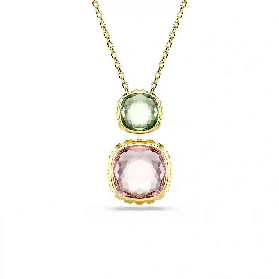 Resim Chroma Kolye, Yastık kesim, Çok renkli, Altın rengi kaplama