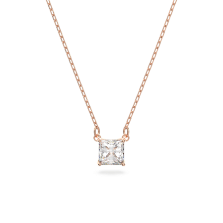 Resim Stilla Attract Kolye, Kare kesim, Beyaz, Pembe altın rengi kaplama