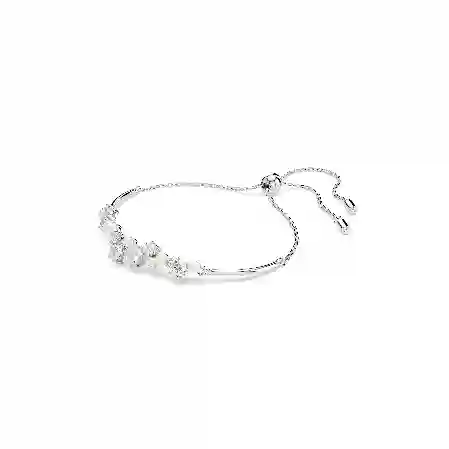 Resim Constella Bileklik, Kristal inci, Yuvarlak kesimler, Beyaz, Rodyum kaplama