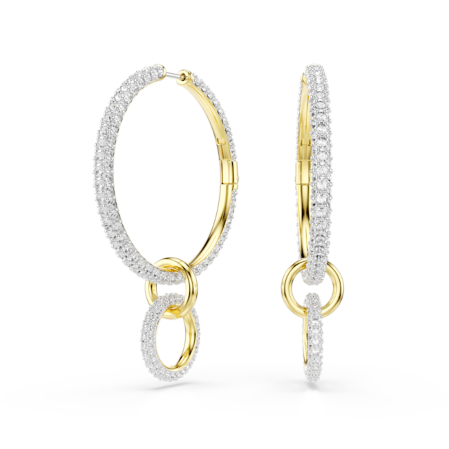 Resim Dextera halka küpeler, Yuvarlak kesim, Beyaz, Altın rengi kaplama