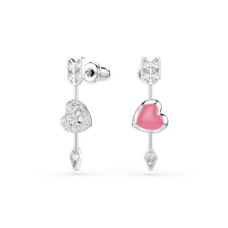 Resim Idyllia damla küpeler, Karışık kesimler, Oklu kalp, Beyaz, Rodyum kaplama