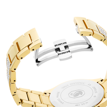 Resim Dextera lux Saat, İsviçre Üretimi, Metal bileklik, Altın Rengi, Altın rengi yüzey