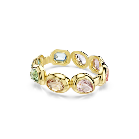 Resim Gema Kelepçe, Büyük kristaller, Karışık kesimler, Çok renkli, Altın rengi kaplama