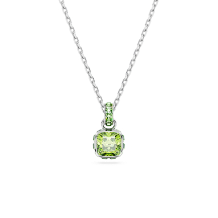 Resim Birthstone Kolye, Kare kesim, Ağustos, Yeşil, Rodyum kaplama