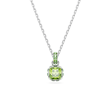Resim Birthstone Kolye, Kare kesim, Ağustos, Yeşil, Rodyum kaplama