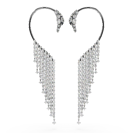 Resim The Vienna Collection kelepçe küpe, Kuğu, Beyaz, Rutenyum kaplama