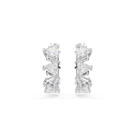 Resim Ortyx halka küpeler, Üçgen kesim, Küçük, Beyaz, Rodyum kaplama