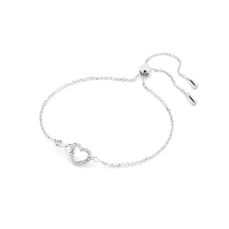 Resim Swarovski Infinity Bileklik, Sonsuzluk ve kalp, Beyaz, Rodyum kaplama