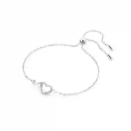 Resim Swarovski Infinity Bileklik, Sonsuzluk ve kalp, Beyaz, Rodyum kaplama