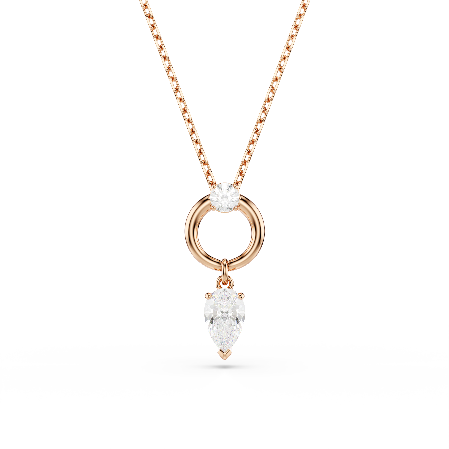 Resim Mesmera Set, Armut kesim, Yuvarlak kesim, Beyaz, Pembe altın rengi kaplama