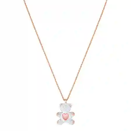 Resim Teddy Kolye, Ayıcık, Beyaz, Pembe altın rengi kaplama