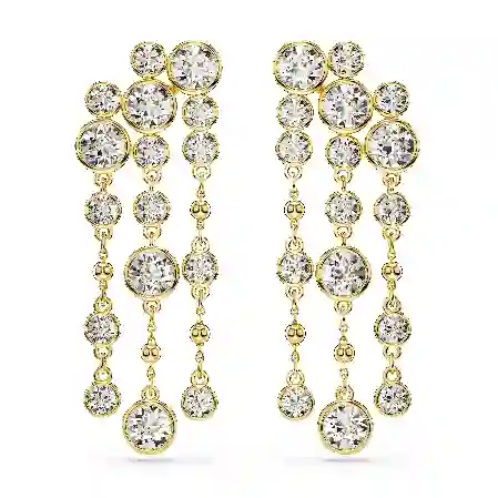 Resim Imber damla küpeler, Yuvarlak kesim, Avize, Beyaz, Altın rengi kaplama