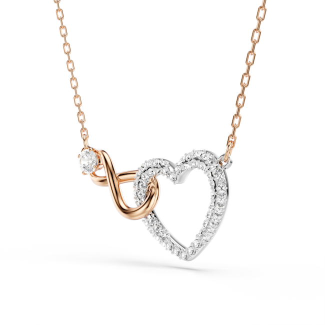 Resim Swarovski Infinity Kolye, Sonsuzluk ve kalp, Beyaz, Karışık metal yüzey