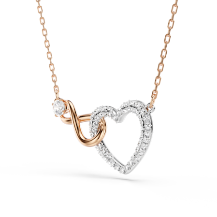 Resim Swarovski Infinity Kolye, Sonsuzluk ve kalp, Beyaz, Karışık metal yüzey