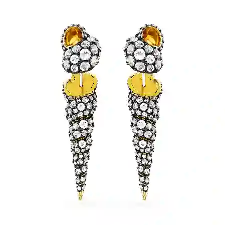 Resim Idyllia damla küpeler, Asimetrik tasarım, Yuvarlak kesim, Deniz Kabuğu, Beyaz, Karışık metal yüzey