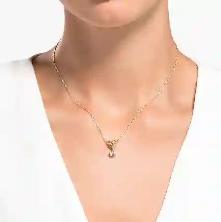 Resim Lifelong Heart Kolye, Beyaz, Pembe altın rengi kaplama