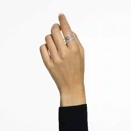 Resim Stilla Yüzük, Set (2), Yuvarlak kesim, Beyaz, Rodyum kaplama