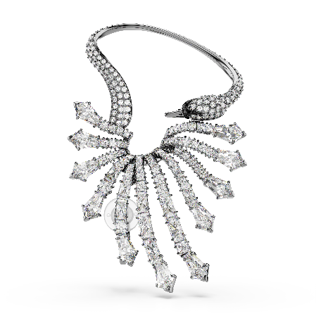 Resim The Vienna Collection Kelepçe Küpe, Kuğu, Beyaz, Rutenyum kaplama