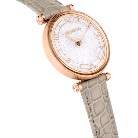 Resim Crystalline wonder Saat, İsviçre Üretimi, Deri kayış, Bej, Pembe altın rengi yüzey