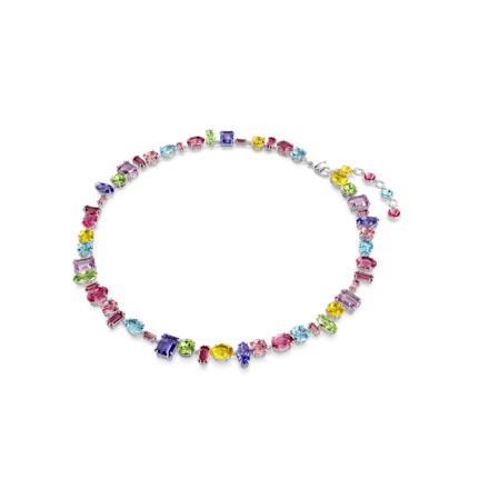 Resim Gema Kolye, Karışık kesimler, Çok renkli, Rodyum kaplama
