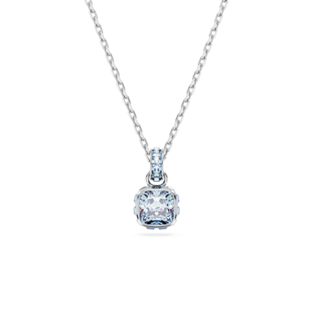 Resim Birthstone Kolye, Kare kesim, Mart, Mavi, Rodyum kaplama