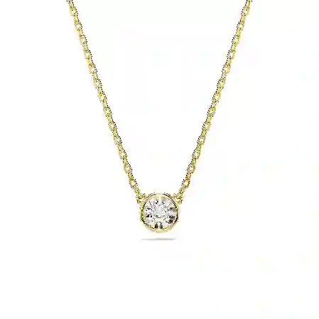 Resim Imber Kolye, Yuvarlak kesim, Beyaz, Altın rengi kaplama