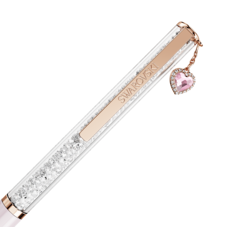 Resim Crystalline Tükenmez Kalem, Kalp, Pembe, Pembe lakeli, pembe altın rengi kaplama