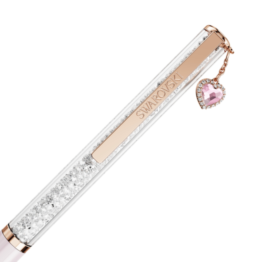 Resim Crystalline Tükenmez Kalem, Kalp, Pembe, Pembe lakeli, pembe altın rengi kaplama