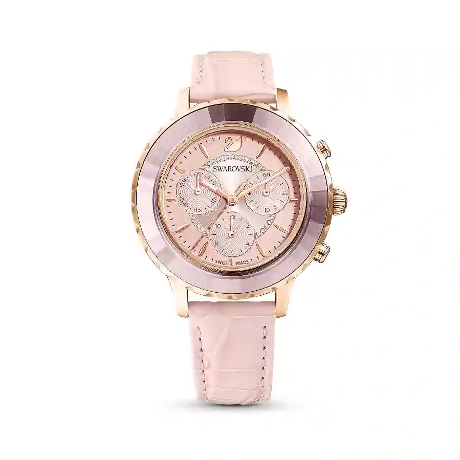 Resim Octea lux chrono Saat, İsviçre Üretimi, Deri kayış, Pembe, Pembe altın rengi yüzey