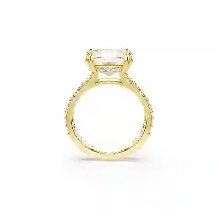 Resim Stilla Kokteyl Yüzüğü, Kare kesim, Pavé, Beyaz, Altın rengi kaplama