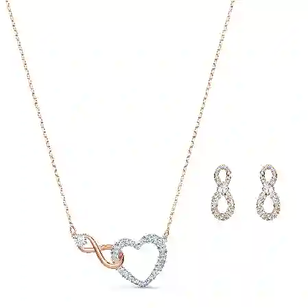 Resim Swarovski Infinity Set, Sonsuzluk ve kalp, Beyaz, Karışık metal yüzey