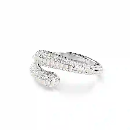 Resim Sublima Kelepçe, Kristal inci, Yuvarlak kesim, Beyaz, Rodyum kaplama