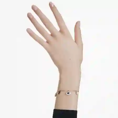 Resim Symbolica Bileklik, Kristal inci, Yonca, nazarlık ve at nalı, Mavi, Altın rengi kaplama