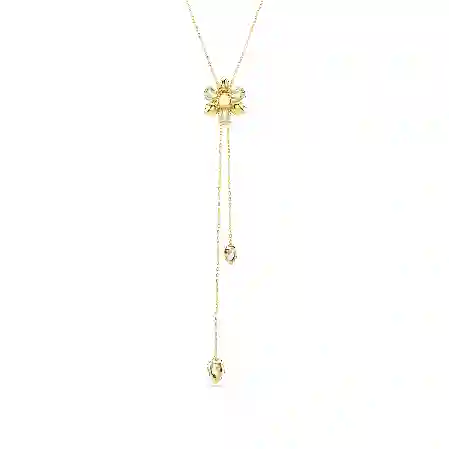 Resim Idyllia Y Kolye Ucu, Karışık kesimler, Çiçek, Çok renkli, Altın rengi kaplama