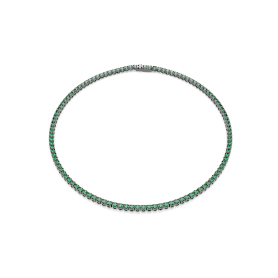 Resim Matrix Tennis kolye, Yuvarlak kesim, Yeşil, Rutenyum kaplama