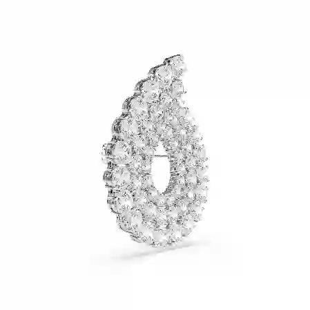 Resim Matrix Broş, Yuvarlak kesim, Beyaz, Rodyum kaplama