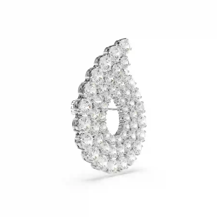 Resim Matrix Broş, Yuvarlak kesim, Beyaz, Rodyum kaplama