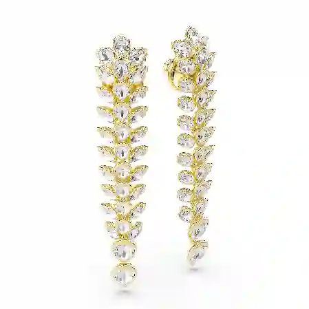 Resim Idyllia damla küpeler, Karışık kesimler, Uzun, Beyaz, Altın rengi kaplama