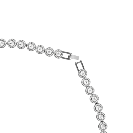 Resim Una Angelic Tennis kolye, Yuvarlak kesim, Uzun, Beyaz, Rutenyum kaplama