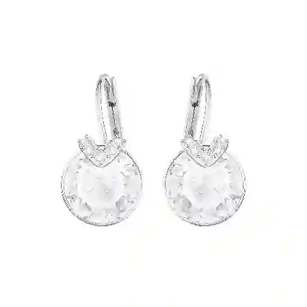 Resim Bella V damla küpeler, Yuvarlak kesim, Beyaz, Rodyum kaplama