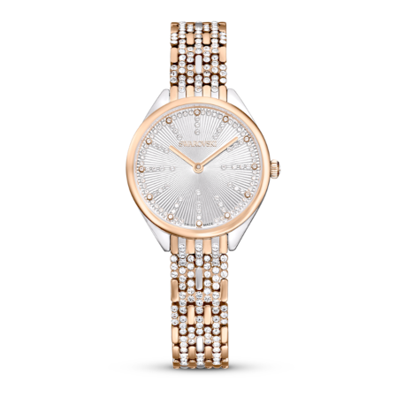 Resim Attract Saat, İsviçre üretimi, Pavé, Kristal bileklik, Rose Altın tonu, Karışık metal yüzey