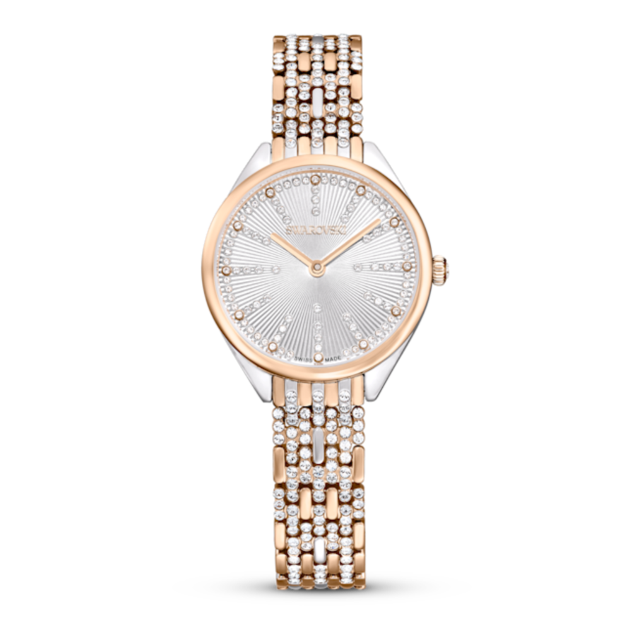 Resim Attract Saat, İsviçre üretimi, Pavé, Kristal bileklik, Rose Altın tonu, Karışık metal yüzey