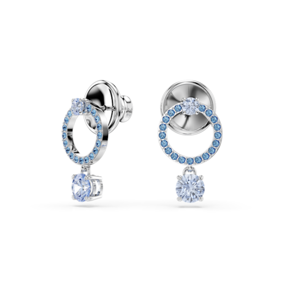 Resim Attract damla küpeler, Yuvarlak kesim, Mavi, Rodyum kaplama