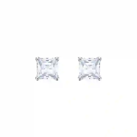 Resim Stilla Attract düğme Küpelerr, Kare kesim, Beyaz, Rodyum kaplama