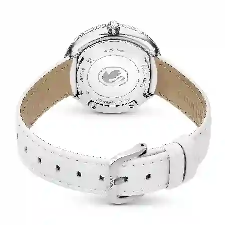 Resim Crystalline lustre Saat, İsviçre Üretimi, Deri kayış, Beyaz, Paslanmaz çelik