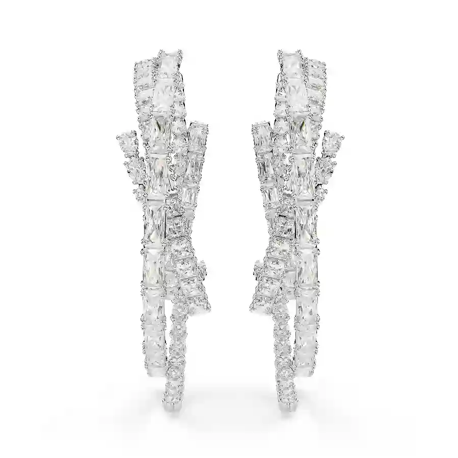 Resim Matrix halka küpeler, Karışık kesimler, Beyaz, Rodyum kaplama