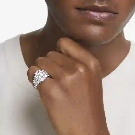 Resim Meteora Kokteyl Yüzüğü, Beyaz, Rodyum kaplama